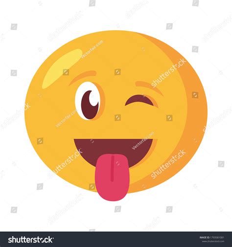 Crazy Emoji Face Tongue Out Flat Stock Vector Royalty Free 1793581081