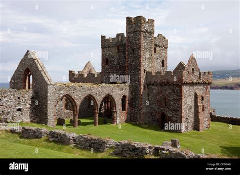 Original St Germans Cathedral At Peel Castle Isle Of Man Stock Photo