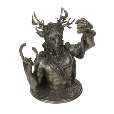 Bronze Finish Celtic Horned God Cernunnos Bust Statue 85 Inches High