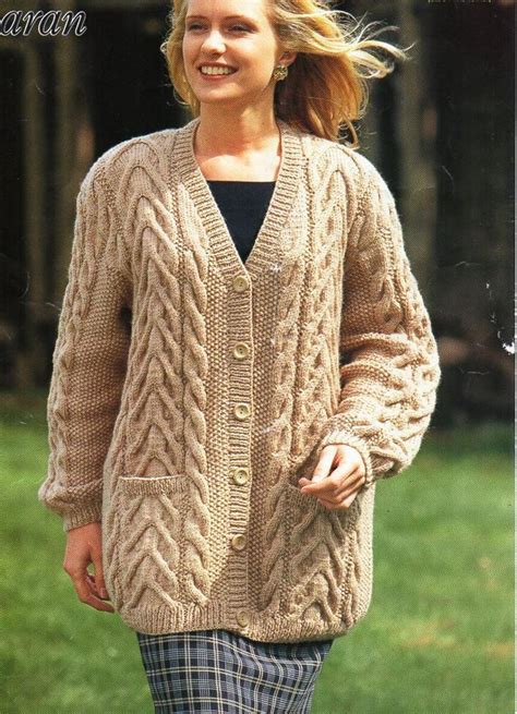 womens aran cardigan knitting pattern pdf ladies cable jacket etsy uk cable cardigan