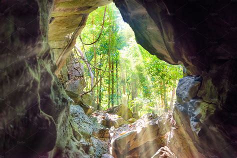 View From Inside To Cave Entrance Containing Cave Entrance And Nature