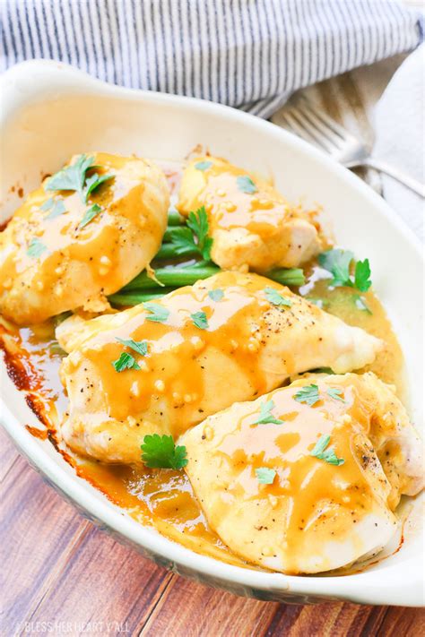 This is a list of chicken dishes. 6-Ingredient Honey Mustard Chicken Bake - Bless Her Heart ...