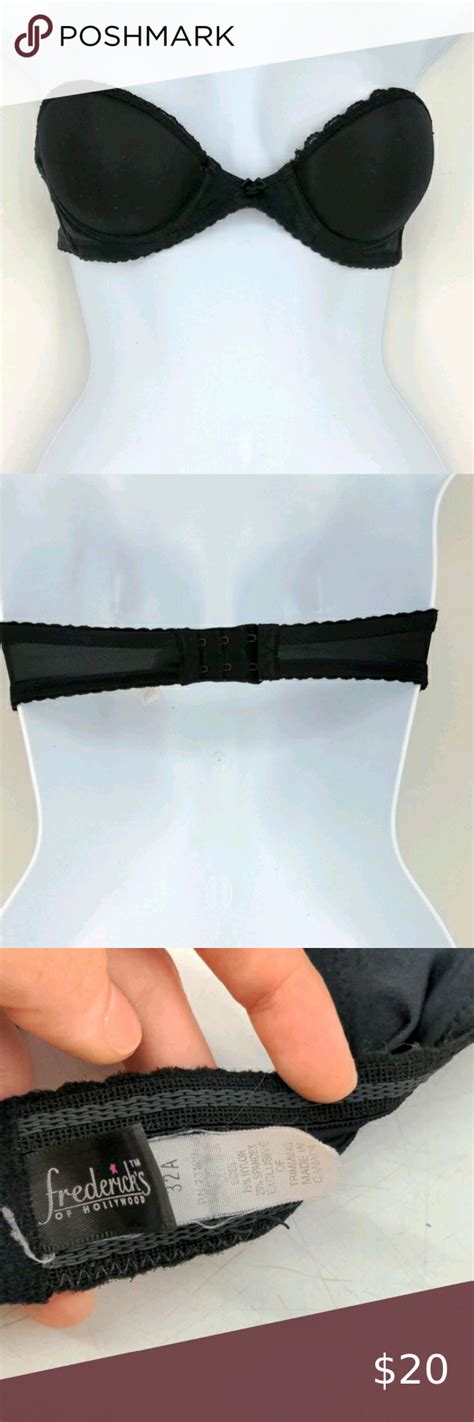 Black Noir Strapless Padded Cup Bra Fredericks 32a Bra Cups