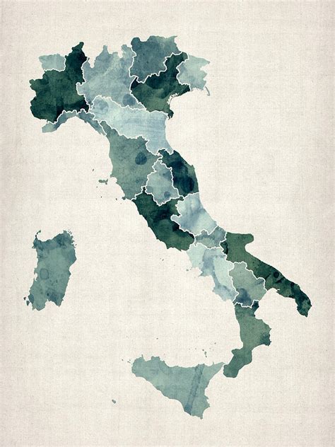 Watercolor Map Of Italy Digital Art By Michael Tompsett