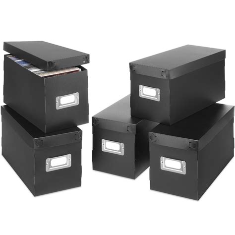The smallest dark green box is 14 by 14 by 10 cm. Document Storage Boxes (Set of 5) in File Storage Boxes