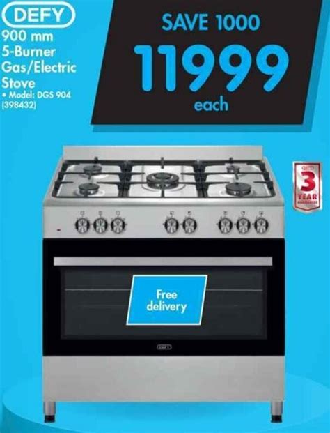 Defy 5 Burner Gas Electric Stove 900mm Offer At Makro