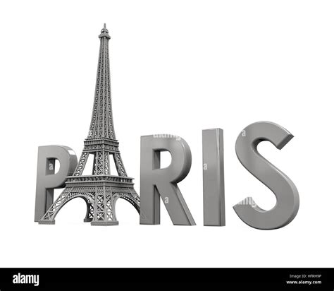 Eiffel Tower With Paris Text Stock Photo Alamy