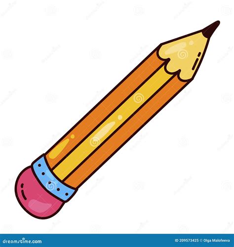 Pencil Tool Cute Colorful Cartoon Vector Icon Stock Vector