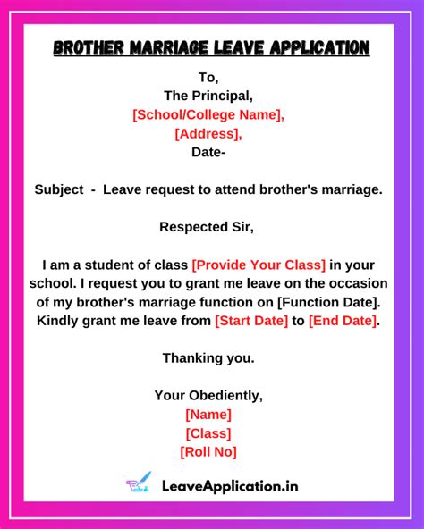 How to write a leave application. Leave Application For Brother Marriage 9+ Samples