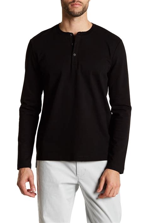 Lyst Kenneth Cole Long Sleeve Three Button Honeycomb Henley Shirt In