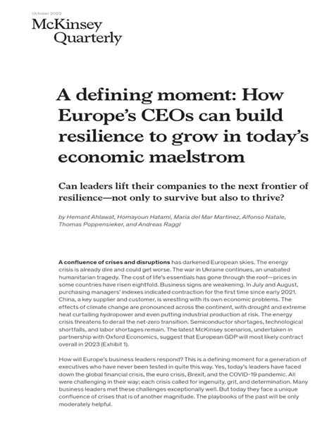 A Defining Moment How Europes Ceos Can Build Resilience To Grow In
