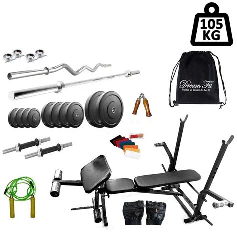 Buy Dreamfit 105 Kg Home Gym With 4 Rods 5ft Straight 3ft Curl 7 In