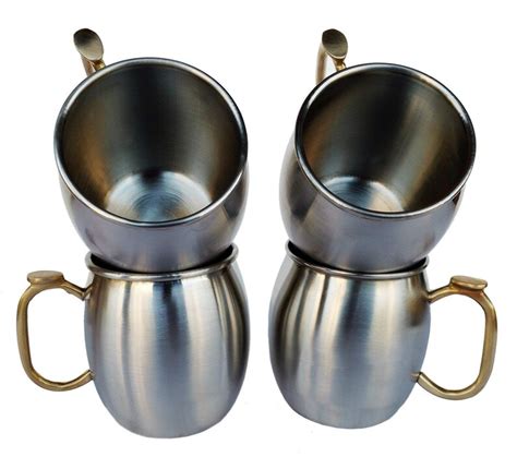 Set Of 4 Stainless Steel Moscow Mule Mugs With Thumb Supported Etsy