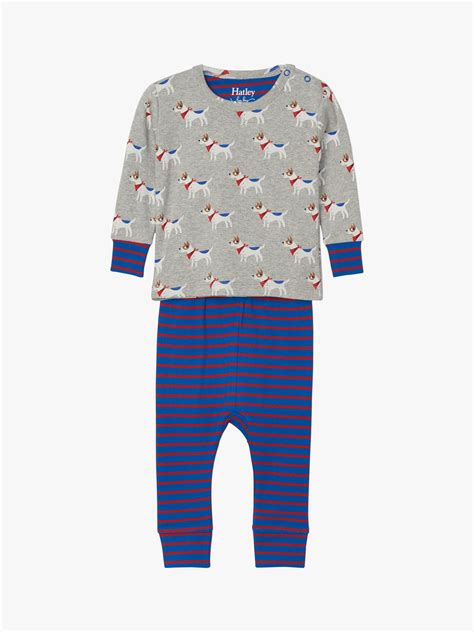 Hatley Baby Pup Print Striped Pyjama Set Grey