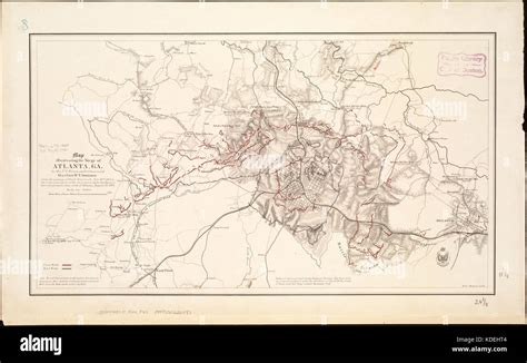 Vintage Map Of Atlanta Old Map Illustrating The Siege Of Atlanta By