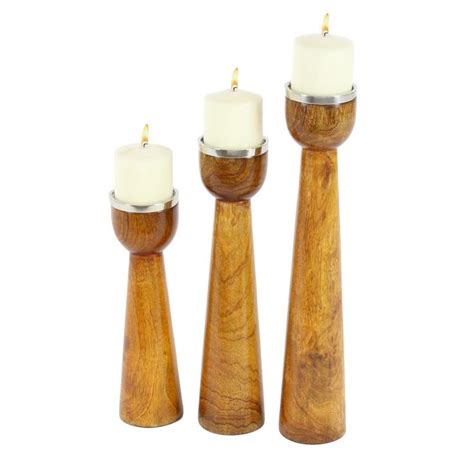Litton Lane Set Of Natural And Inch Mango Wood And Iron