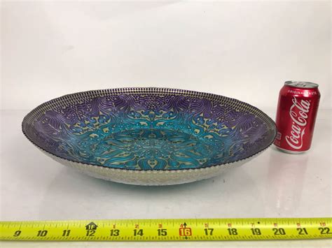 Stunning Handmade Turkish Glass Bowl 16R X 2 75H