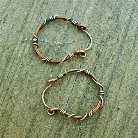 Sterling Silver Wrapped Copper Hoops Copper And Silver Hoop Etsy