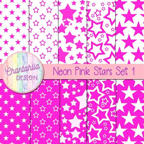 Free Digital Papers Featuring Neon Pink Stars Designs