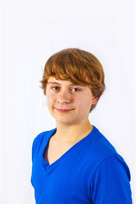 Cool Looking Boy With Blue Shirt Stock Image Image Of Cheerful