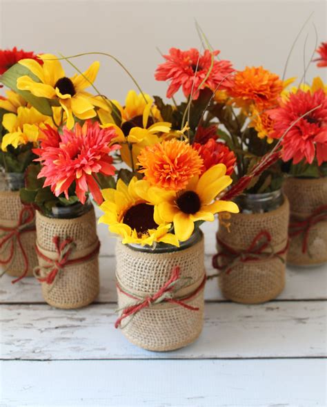 Diy Fall Flower Jars The Newlyweds Cookbook Fall Crafts Diy Mason