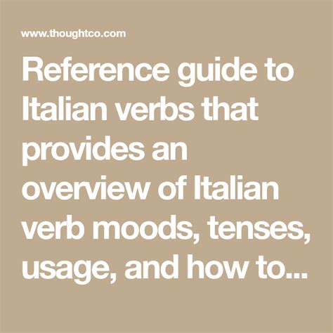 Italian Verbs For Beginners Mood And Tenses Italian Verbs Verb Tenses