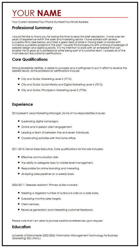 Writing a professional cv is a very important step in a job hunt. Best CV Example - MyPerfectCV