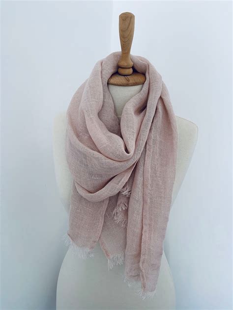 Pink Linen Scarf Oversized Linen Scarf Flax Clothing Etsy