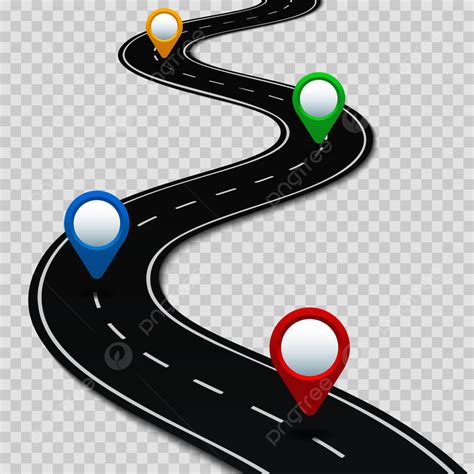 Roadmap Vector Art Png Highway Roadmap With Pins Banner Transport