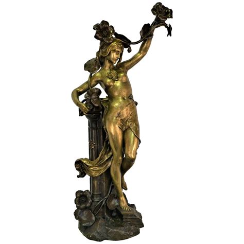French Art Nouveau Bronze Sculpture Of Nude Woman For Sale At 1stdibs Art Nouveau Statue Art