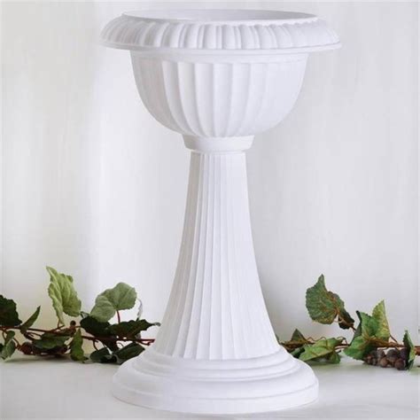 4 Pcs 22 Tall Decorative Italian Pedestal Flower Pots Vases White