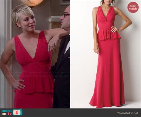 Wornontv Pennys Red Peplum Prom Dress On The Big Bang Theory Kaley