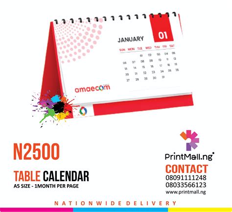 Table Calendar Printmall