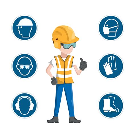 Industrial Safety Icons Worker With His Personal Protective Equipment