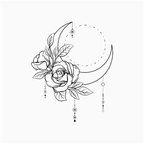 Premium Vector Crescent Moon Dream Catcher With Beautiful Flowers