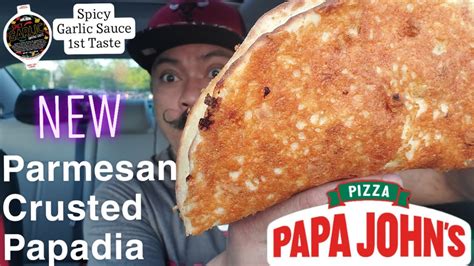 New Parmesan Crusted Papadia Papa John S Spicy Garlic Dipping Sauce Review Youtube