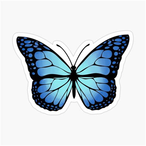 The color blue brings a sense of calmness and peace which can be attributed to butterflies as well; 'Blue Butterfly ' Sticker by Katari Designs | Aesthetic ...
