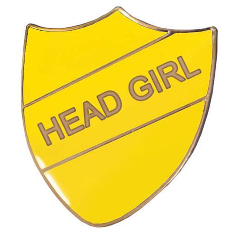 Head Girl Enamel Badge Yellow 30x26mm School Badge