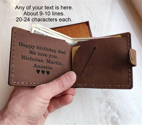 The photo frame & a mug maybe. Father day gift dad Personalized leather Wallet custom ...