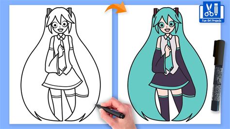 How To Draw Hatsune Miku Anime Drawing Easy Step By Step Youtube