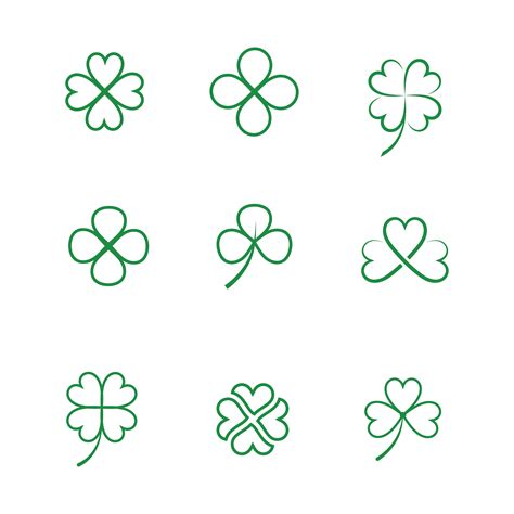Green Clover Leaf Line Art Icons 1330362 Vector Art At Vecteezy