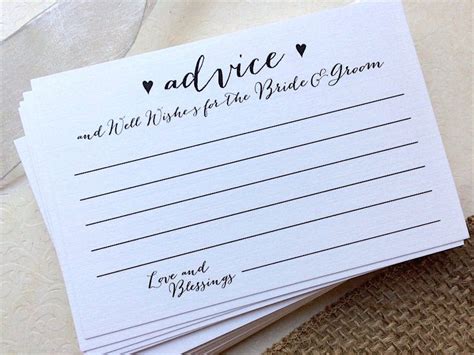 50 Wedding Advice Cards For The Bride And Groom Newlyweds Etsy