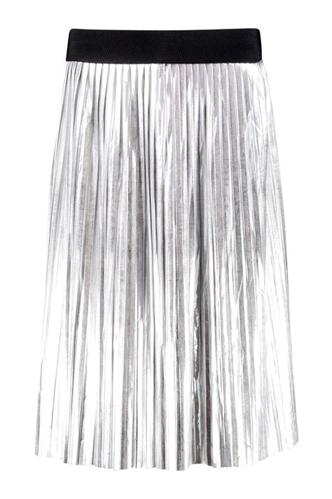 Boohoo Womens Jeana Metallic Pleated Midi Skirt Ebay