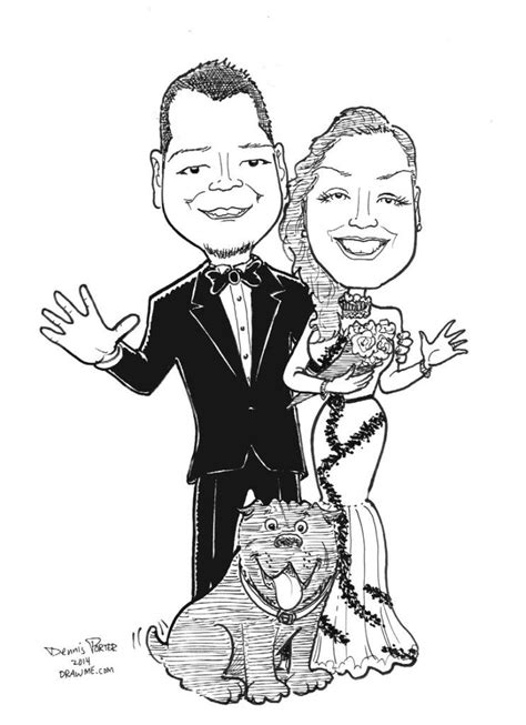 Caricature Of Couple With Their Dog Caricature Artist Caricature