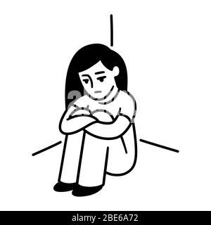 Hugging Knees To Chest Drawing - Juliano Wallpaper
