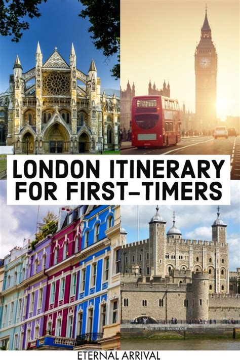 The London Itinerary For First Timers Is Shown In This Collage
