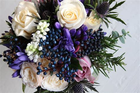 The Flower Magician Winter Wedding Bouquet To Tone With Blue