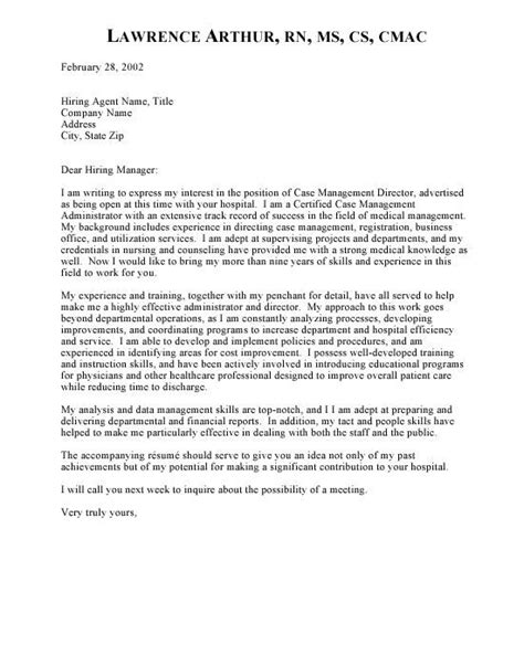 Nursing cover letter examples ✓ write the best cover letters samples in 5 minutes ✓75+ examples used by millions of users. Nurse Case Manager Cover Letter | Case Management ...