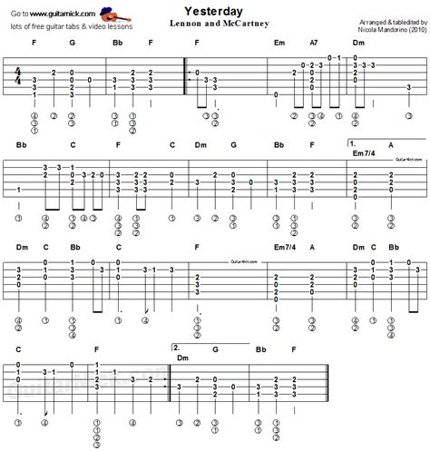 70 easy guitar songs that you can play tips. Yesterday. Beatles - easy acoustic guitar tab (With images ...