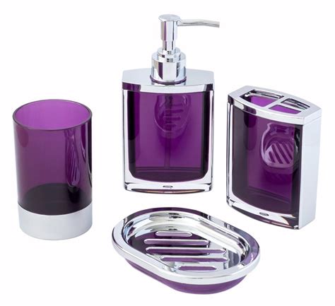 Justnile 4 Piece Bathroom Accessory Set Vogue Translucent Purple